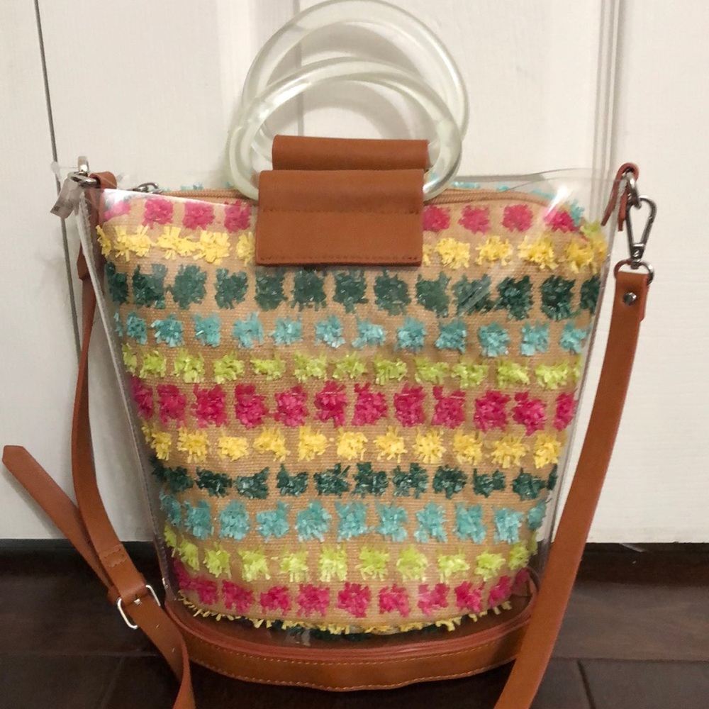 Cute crossbody+clear handle bag!